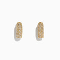 The 14K Yellow Gold Pave Diamond Mini Hoop Earrings, 0.53 TCW, feature small sparkling diamonds and are displayed against a plain white background.