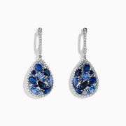 Discover elegance with these 14K White Gold Sapphire and Diamond Teardrop Earrings, 4.31 TCW, featuring blue sapphires surrounded by sparkling diamonds for breathtaking brilliance.
