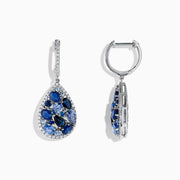 Discover elegance with these 14K White Gold Sapphire and Diamond Teardrop Earrings, 4.31 TCW, featuring blue sapphires surrounded by sparkling diamonds for breathtaking brilliance.