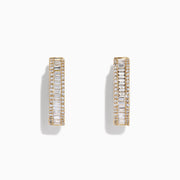 The DOro 14K Yellow Gold 3/4 Diamond Hoop Earrings, 0.94 TCW, feature rows of sparkling white diamonds on elegant gold hoops, displayed against a white background.