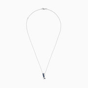 The Royale Bleu 14K White Gold Blue Sapphire and Diamond Pendant (0.26 TCW) features two intertwined loops—one with blue sapphires, the other with diamonds—suspended from a fine silver chain on a white background.
