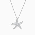 A Seaside 14K White Gold Diamond Starfish Pendant, 0.55 TCW, featuring sparkling diamonds, shown against a white background.