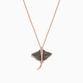 The Seaside 14K Gold Espresso & White Diamond Stingray Pendant features a rose gold stingray design adorned with sparkling espresso and white diamonds, totaling 0.46 carats.