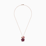 The Nature 14K Gold Ruby, Sapphire and Diamond Flowers Pendant (3.02 TCW) features three flower-shaped pendants in graduated sizes, set with rubies, sapphires, and diamonds; the largest flower displays a central sparkling diamond.