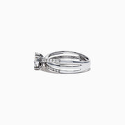 The Bouquet 14K White Gold Diamond Crossover Cluster Ring, 0.39 TCW, features a round center stone, split shank design, and sparkling diamond accents on a crossover cluster band.