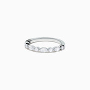 The Pave Classica 14K White Gold Diamond Band, 0.59 TCW, features alternating round and marquise-shaped diamonds elegantly set along the band, displayed on a plain white background.