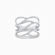 The Pave Classica 14K White Gold Diamond Fashion Ring, 0.43 TCW, features an open interwoven design with sparkling diamonds along the bands, shown against a plain white background.