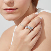 The Pave Classica 14K White Gold Diamond Band, 0.34 TCW, features a row of sparkling diamonds set along the band and is displayed against a plain white background.