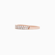The Pave Rose 14K Rose Gold Two Row Pave Diamond Band, 0.37 TCW, showcases two rows of closely set round white diamonds in a 14K rose gold band, shown against a plain white background.