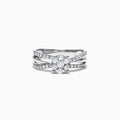 The Bouquet 14K White Gold Diamond Crossover Cluster Ring, 0.39 TCW, features a round center stone, split shank design, and sparkling diamond accents on a crossover cluster band.