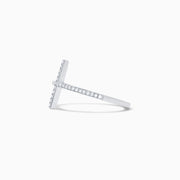The Novelty 14K White Gold Diamond Cross Ring, 0.10 TCW, features a sparkling cross design with small diamonds set in polished white gold, shown against a plain white background.