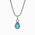 A 925 sterling silver and 18K yellow gold necklace showcasing a blue topaz pendant (3.14 TCW), elegantly framed in a twisted rope design.
