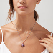 A sterling silver necklace featuring the Seaside Crab pendant, adorned with multi gemstones totaling 1.75 TCW—a stunning statement piece.