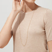 The DOro 14K Yellow Gold Diamond Station Necklace, 1.35 TCW, features small round diamonds spaced evenly along double layers for an elegant, minimalist style.