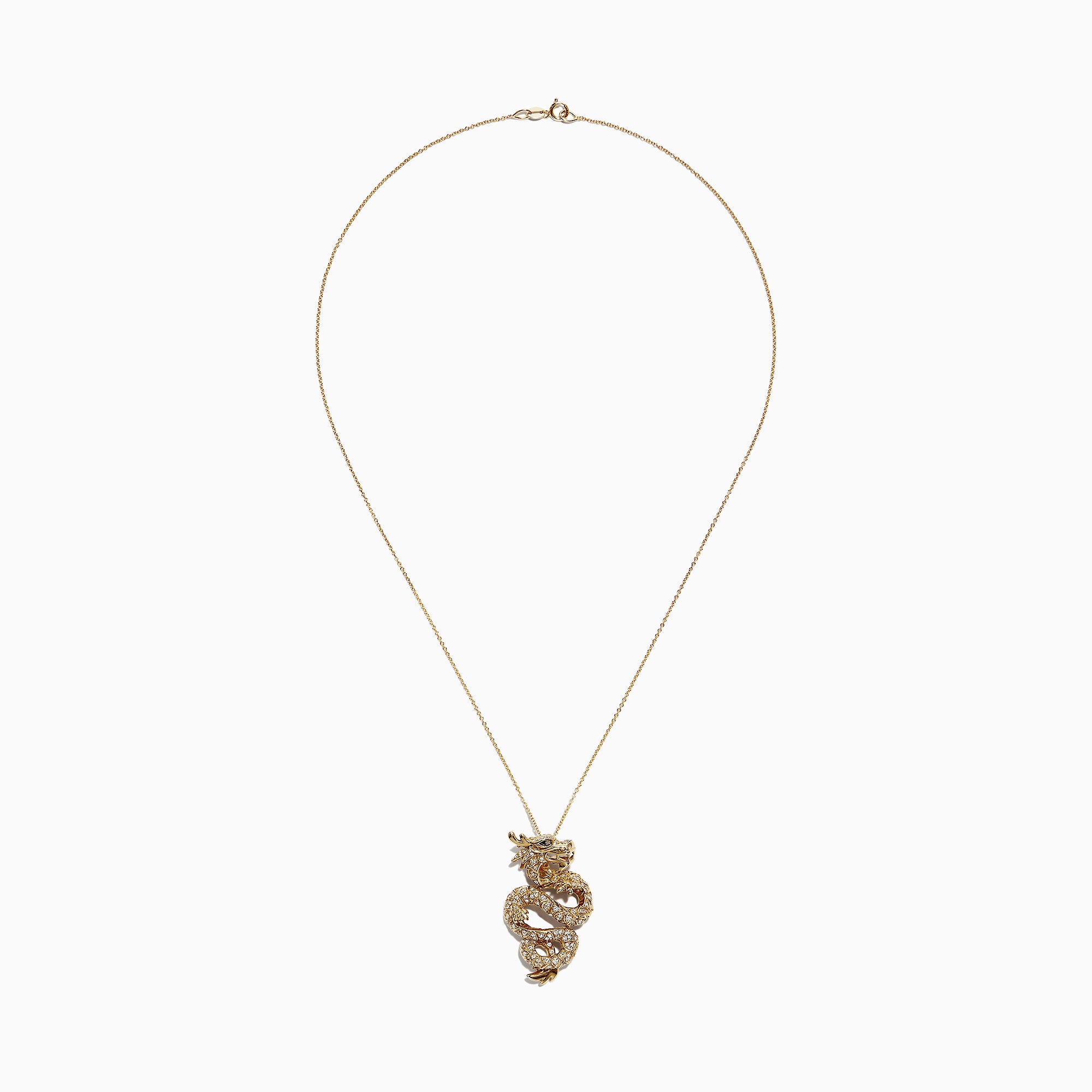 The Safari 14K Yellow Gold Diamond Dragon Pendant, 0.59 TCW, features a detailed dragon design encrusted with diamonds for a bold statement look.