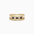 A modern 14K yellow gold ring featuring alternating black and white diamonds (0.49 TCW) in a cutout design—an elegant Effy Mens Ring.