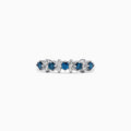 The Bella Bleu 14K White Gold Blue and White Diamond Ring, 0.58 TCW, showcases alternating round blue and white diamonds set in polished gold, beautifully displayed on a white background.