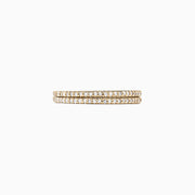 The DOro 14K Yellow Gold Diamond Double Band Ring, 0.36 TCW, features two parallel rows of small round white diamonds set along the band, shown from the side against a plain white background.