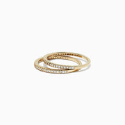 The DOro 14K Yellow Gold Diamond Double Band Ring, 0.36 TCW, features two parallel rows of small round white diamonds set along the band, shown from the side against a plain white background.