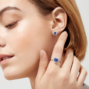 The Nahla Siri 14K White Gold Tanzanite and Diamond Heart Ring, 2.38 TCW, features a heart-shaped blue tanzanite center surrounded by a halo of diamonds and additional diamonds set along the band.