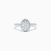 The Bouquet 14K White Gold Diamond Ring, 0.46 TCW, features an oval cluster of round diamonds set on polished white gold, shown against a plain white background.