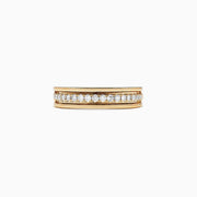The DOro 14K Yellow Gold Diamond Band features a channel-set row of round white diamonds totaling 0.25 TCW, bordered by smooth gold bands on the top and bottom.
