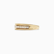 The DOro 14K Yellow Gold Diamond Band features a channel-set row of round white diamonds totaling 0.25 TCW, bordered by smooth gold bands on the top and bottom.