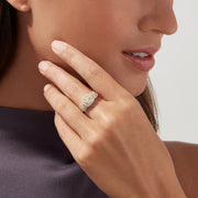 The Canare 14K Two Tone Gold Yellow Diamond Cushion Shaped Cluster Ring features a large cushion-cut yellow diamond, smaller round yellow diamonds, and a halo of white diamonds on a diamond-encrusted band; total carat weight 1.10.