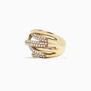 The DOro 14K Yellow Gold Diamond Ring, 1.47 TCW, features multiple overlapping bands—some set with sparkling diamonds—for a layered and intricate look.