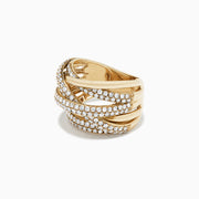 The DOro 14K Yellow Gold Diamond Ring, 1.47 TCW, features multiple overlapping bands—some set with sparkling diamonds—for a layered and intricate look.