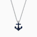 A Seaside 14K white gold anchor pendant by Effy, featuring sapphires and diamonds (0.29 TCW).