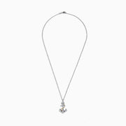 The Seaside 14K Two Tone Gold Diamond Anchor Pendant (0.18 TCW) features a diamond-studded anchor and gold rope detail, elegantly displayed on a fine silver chain against a white backdrop.
