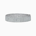 The Pave Classica 14K White Gold Diamond Bracelet, 10.05 TCW, featuring rows of sparkling diamonds, is shown on a plain white background.