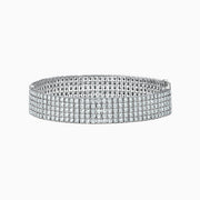 The Pave Classica 14K White Gold Diamond Bracelet, 10.05 TCW, featuring rows of sparkling diamonds, is shown on a plain white background.