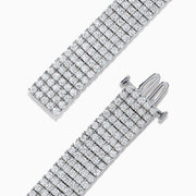 The Pave Classica 14K White Gold Diamond Bracelet, 10.05 TCW, featuring rows of sparkling diamonds, is shown on a plain white background.