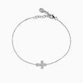 The 925 Sterling Silver Diamond Cross Bracelet features a delicate cross charm with sparkling stones, an adjustable chain, and a secure lobster clasp.