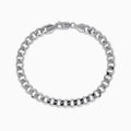 The Mens 925 Sterling Silver Curb Chain Bracelet features thick, closely linked curb-style links and a lobster clasp, shown in a circular shape on a plain white background.
