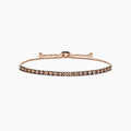 The 14K Rose Gold Espresso Diamond Bolo Bracelet 1.35 TCW features sparkling espresso and clear stones in a delicate adjustable sliding design.