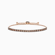 The 14K Rose Gold Espresso Diamond Bolo Bracelet 1.35 TCW features sparkling espresso and clear stones in a delicate adjustable sliding design.