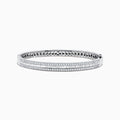 The Classique 14K White Gold Diamond Bangle 2.41 TCW features two rows of sparkling diamonds along the front and an intricate cutout interior, blending elegance and craftsmanship from the Effy Classique collection.