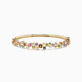 The Watercolors 14K Gold Multi Sapphire and Diamond Bangle, 2.80 TCW, features a scattered array of pink, blue, green, orange, and clear gemstones with diamonds for a vibrant, organic look.