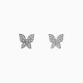 A pair of 14k White Gold Diamond butterfly studs, 0.30 TCW, is displayed on a plain white background.