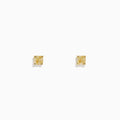 The Canare 18K Yellow Gold Cushion Cut Yellow Diamond Solitaire Stud Earrings (0.66 TCW) feature small, square-shaped yellow diamonds set in yellow gold, shown against a plain white background.
