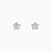 The 925 Sterling Silver Diamond Star Stud Earrings feature a star-shaped design encrusted with sparkling stones, shown against a plain white background.