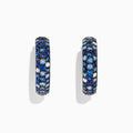 A pair of Effy Splash Silver Blue Sapphire 1 Hoop Earrings, 3.97 TCW, displayed against a white background with soft shadows.
