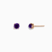 The 14K Rose Gold Amethyst Stud Earrings, 1.81 TCW, each feature a round, faceted amethyst gemstone in a four-prong rose gold setting, shown against a plain white background.