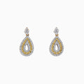 14K Yellow Gold Yellow and White Diamond Earrings, 1.25 TCW, with teardrop shapes and a small diamond-shaped stud at the top, shown on a plain white background.
