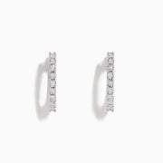 A pair of 925 Sterling Silver Diamond 3/4 Hoop Earrings, 0.18 TCW, displayed upright against a plain white background.