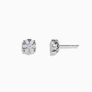 The 14K White Gold Diamond Cluster Stud Earrings, 1.01 TCW, shimmer with radiant facets in a classic prong setting, shown against a plain white background.