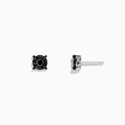 The 14K White Gold Black Diamond Stud Earrings, 0.49 TCW, feature round stones in four-prong settings and are shown against a plain white background.